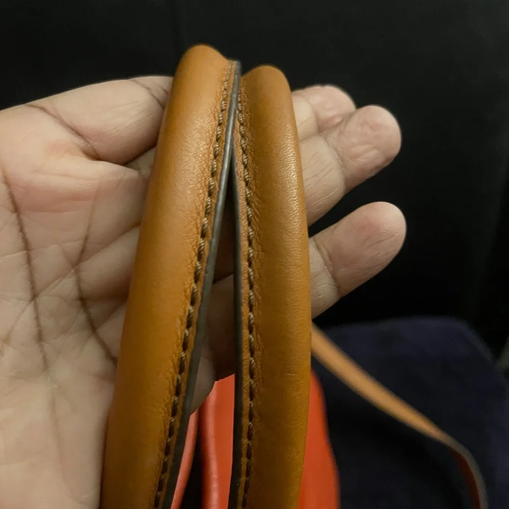 MCM Orange Embossed Leather Medium Two-way Bag W/ Detachable Strap EUC